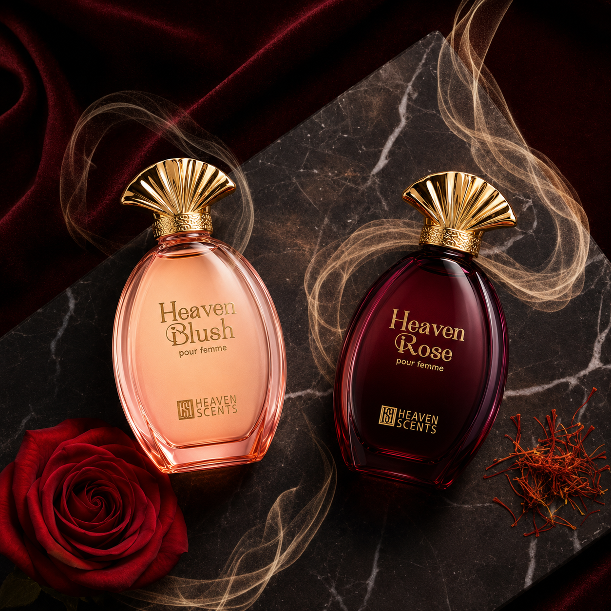 Heaven Collection Blush and Rose feminine fragrance duo by Heaven Scents