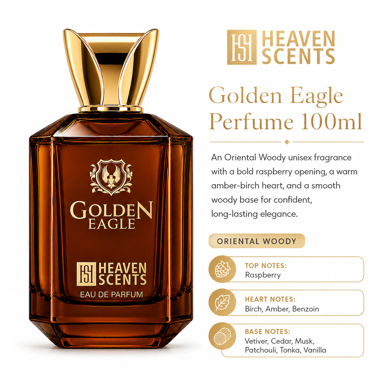 Golden Eagle Perfume 100ml by Heaven Scents, oriental woody unisex fragrance