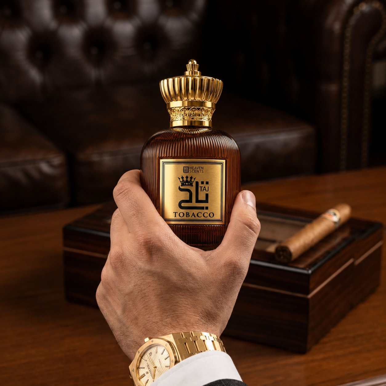 Taj Tobacco Perfume 100ml by Heaven Scents, warm amber spicy tobacco and vanilla fragrance