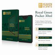 Royal Green 30ml pocket perfume by Heaven Scents, cedar and cardamom notes