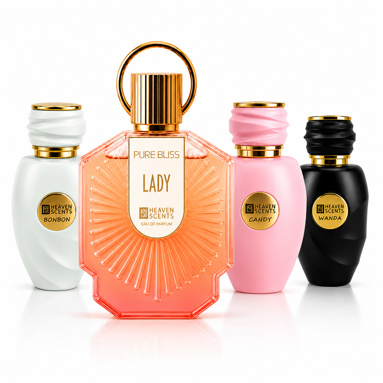 The Glam Bundle by Heaven Scents, Wanda, Lady, BonBon and Candy feminine perfume set