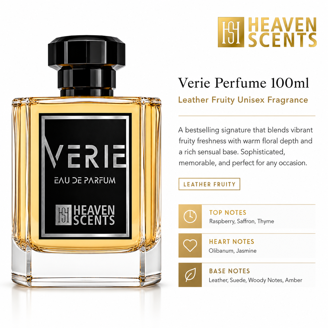 Verie Perfume 100ml by Heaven Scents, leather fruity unisex fragrance