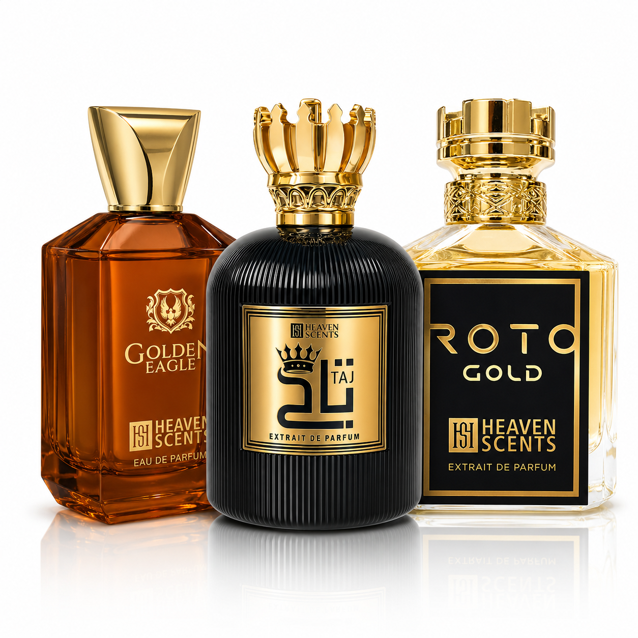 Taj, Roto Gold and Golden Eagle 100ml perfume bundle by Heaven Scents